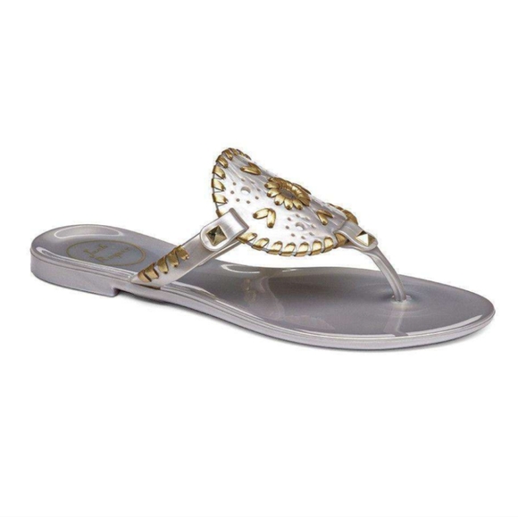 Jack Rogers Shoes - JACK ROGERS Georgica Silver & Gold Jelly Thong Sandal Sz 6